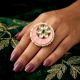 Handcrafted Pink Moon Kundan Statement Ring for Women